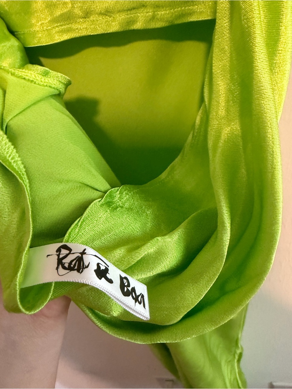 Rat & Boa Green Satin Midi Dress Sz M - Picture 7 of 8